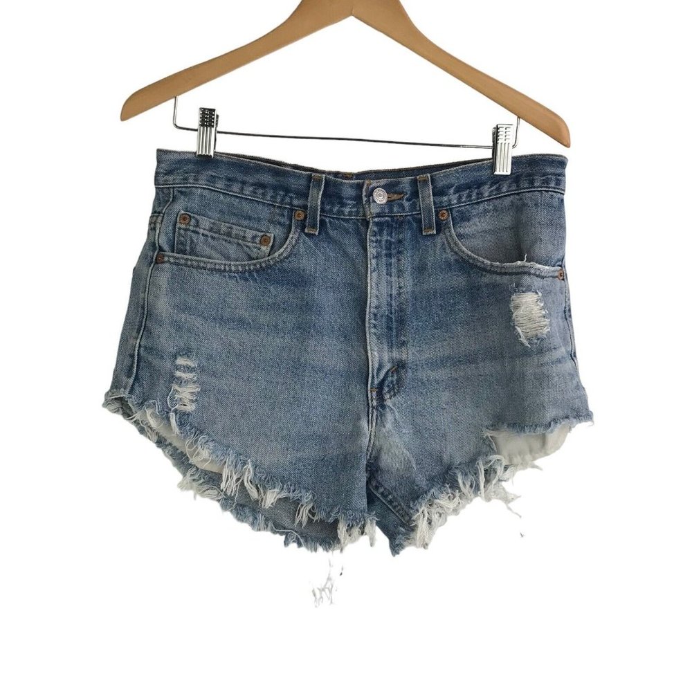 Levis Shorts Womens Size 33 Cut Offs Distressed High Rise 517 Made In USA VTG